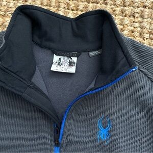 Spyder Black and Gray Fleece Jacket Quarter Zip XXL Mens